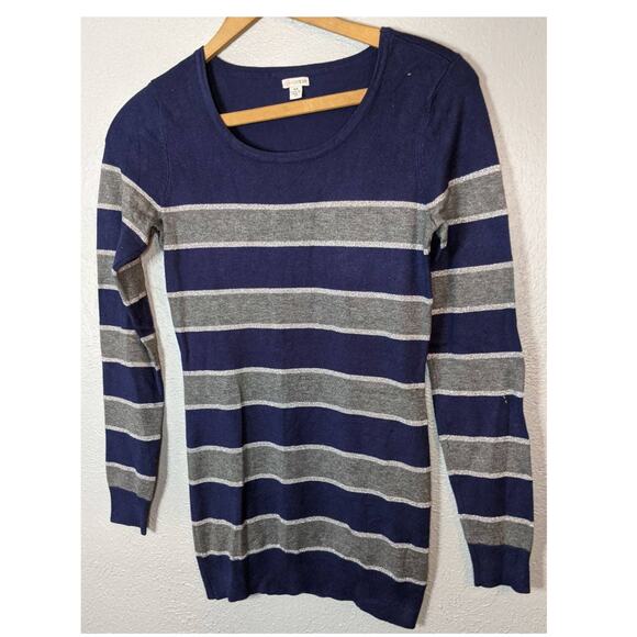 90s Guess Long Sleeve Crew Sweater Blue Grey Gray Striped M Preppy Grunge - Picture 1 of 7